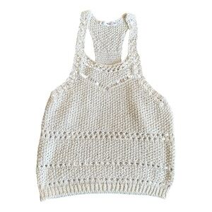 Mango Knitted Crop Tank Top in Cream Size M